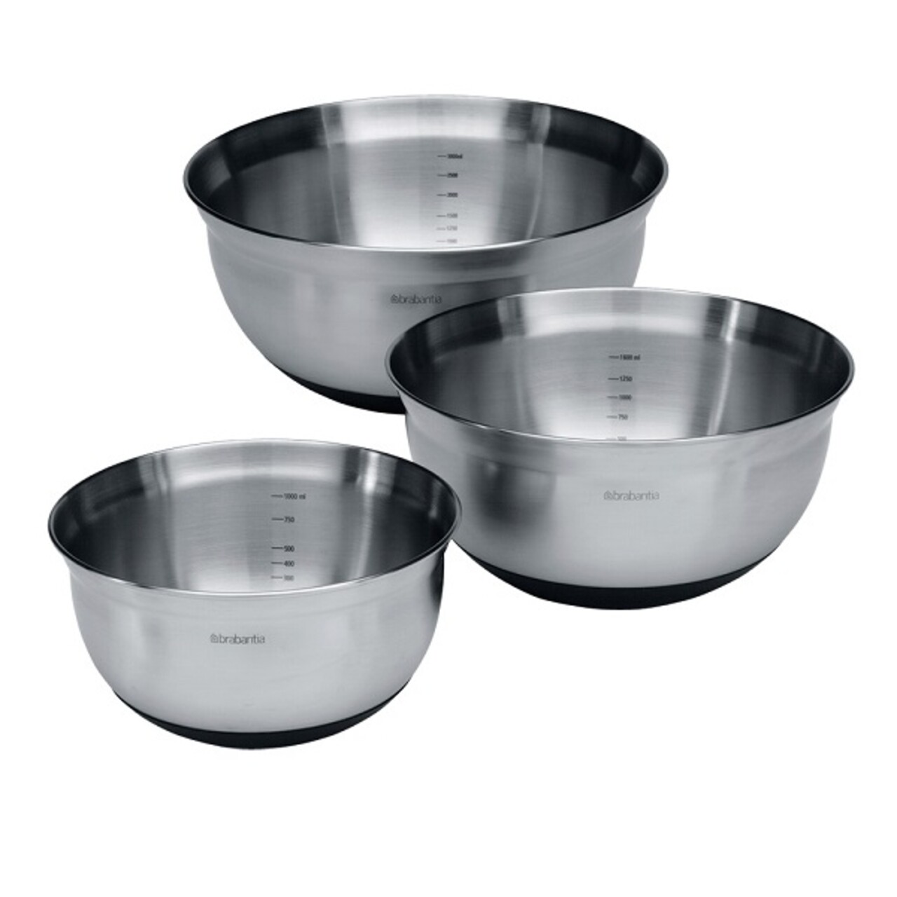Set boluri mixare 3 piese, Brabantia, Matt, 1L, 1.6 L, 3 L, inox, argintiu mat - imagine 7